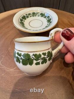 ULTRA RARE German Meissen Porcelain Gilded Ivy Leaves Swan Handle Teacup Saucer