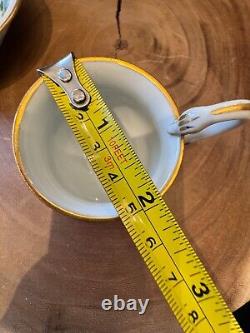 ULTRA RARE German Meissen Porcelain Gilded Ivy Leaves Swan Handle Teacup Saucer