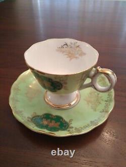 Ucago Japan Tea Cup And Saucer Green Gold