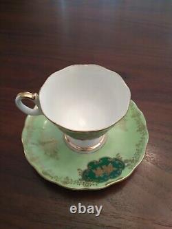 Ucago Japan Tea Cup And Saucer Green Gold