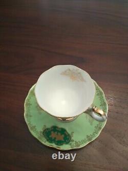 Ucago Japan Tea Cup And Saucer Green Gold