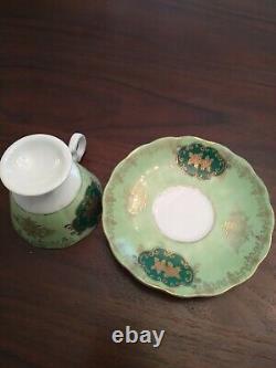 Ucago Japan Tea Cup And Saucer Green Gold