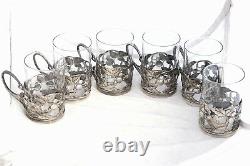 Ultra Rare Antique Set 6 Silver Plated WMF Germany Tea Cup Glass Holders