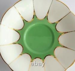 Unique ROYAL ALBERT Teacup & Saucer England Rare Design Green Gold