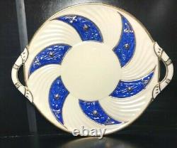 VERY RARE / Belleek BLUE CELTIC 2-Handle PLATE 3rd Black Mark c. 1926