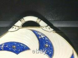 VERY RARE / Belleek BLUE CELTIC 2-Handle PLATE 3rd Black Mark c. 1926