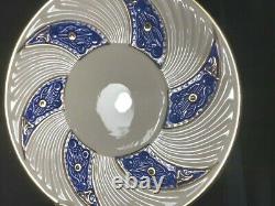 VERY RARE / Belleek BLUE CELTIC 2-Handle PLATE 3rd Black Mark c. 1926