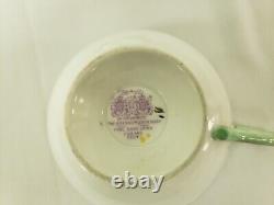 VINTAGE Paragon England Mint Green Pansy on Black Tea Cup & Saucer Set