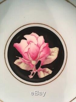VTG 1930's AQUA & Large PINK ROSES Cup & Saucer PARAGON Double Warrant English