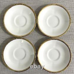 VTG 4 Sets Royal Chelsea English Bone China Gold & White Teacups & Saucers #648A