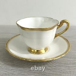 VTG 4 Sets Royal Chelsea English Bone China Gold & White Teacups & Saucers #648A