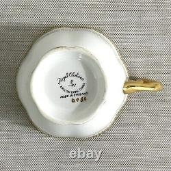 VTG 4 Sets Royal Chelsea English Bone China Gold & White Teacups & Saucers #648A