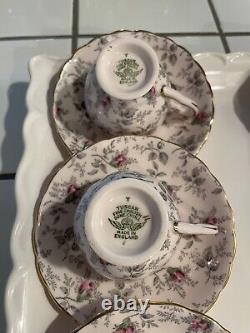 VTG 6 Sets Royal Tuscan Pink Rosebud English Bone China Tea Cup and Saucer 9296H