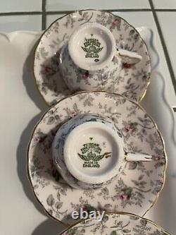 VTG 6 Sets Royal Tuscan Pink Rosebud English Bone China Tea Cup and Saucer 9296H