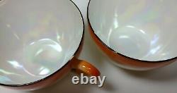 VTG Czechoslovakia Czech Ceramic Orange Cream Luster Black Art Deco Tea Set Lot