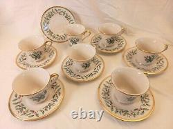 VTG LOT of 7 Footed Cup & Saucer Sets Holiday (Dimension) by LENOX