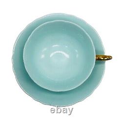 VTG Paragon Tiffany Blue Aqua Tea Cup Saucer Set Solid Gold Gilding Bone China