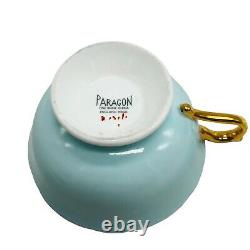 VTG Paragon Tiffany Blue Aqua Tea Cup Saucer Set Solid Gold Gilding Bone China