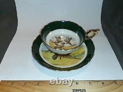 VTG Regency Three Pheasants in Flight Tea Green Cup Saucer Bone China England