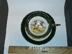 VTG Regency Three Pheasants in Flight Tea Green Cup Saucer Bone China England