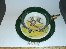 VTG Regency Three Pheasants in Flight Tea Green Cup Saucer Bone China England