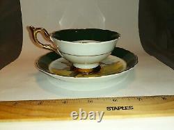 VTG Regency Three Pheasants in Flight Tea Green Cup Saucer Bone China England