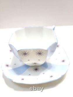 VTG. Shelley Teacup/Saucer Octagon Shaped Snow Crystal Pattern England
