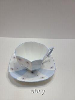 VTG. Shelley Teacup/Saucer Octagon Shaped Snow Crystal Pattern England