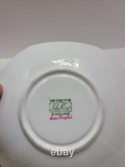 VTG. Shelley Teacup/Saucer Octagon Shaped Snow Crystal Pattern England