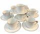 Vtg Tiffany & Co Gold Band Flat Demitasse Cups & Saucers- Set Of 8 Euc