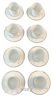 VTG TIFFANY & CO Gold Band Flat Demitasse Cups & Saucers- Set Of 8 EUC