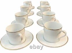 VTG TIFFANY & CO Gold Band Flat Demitasse Cups & Saucers- Set Of 8 EUC