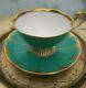 Vtg Unique 1950s Royal Albert Art Deco Turquoise & Gold Tea Cup And Saucer. Exc