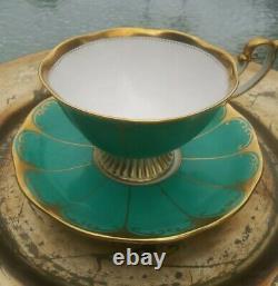 VTG UNIQUE 1950s Royal Albert ART DECO Turquoise & Gold Tea Cup and Saucer. EXC