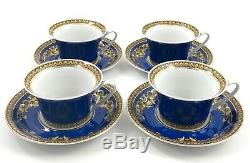 Versace Rosenthal BLUE MEDUSA Tea Cup and Saucer SET OF 4