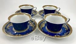 Versace Rosenthal BLUE MEDUSA Tea Cup and Saucer SET OF 4