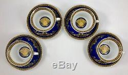 Versace Rosenthal BLUE MEDUSA Tea Cup and Saucer SET OF 4