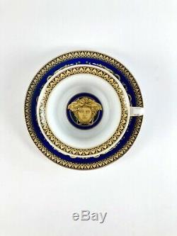 Versace Rosenthal BLUE MEDUSA Tea Cup and Saucer SET OF 4