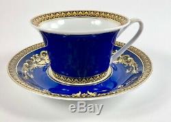 Versace Rosenthal BLUE MEDUSA Tea Cup and Saucer SET OF 4