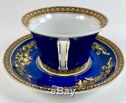 Versace Rosenthal BLUE MEDUSA Tea Cup and Saucer SET OF 4