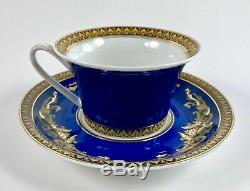 Versace Rosenthal BLUE MEDUSA Tea Cup and Saucer SET OF 4