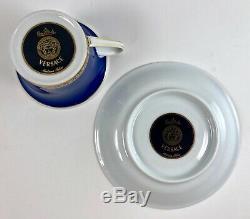 Versace Rosenthal BLUE MEDUSA Tea Cup and Saucer SET OF 4