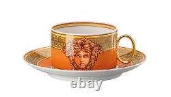 Versace Rosenthal Medusa Amplified OrangeCoin- Tea Cup & Saucer New Collection