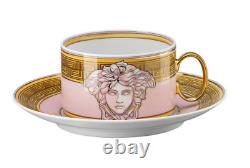Versace Rosenthal Medusa Amplified Pink Coin- Tea Cup & Saucer