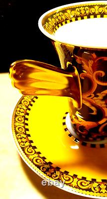 Versace / Rosenthal Studio-Line Tea Cup & Saucer Black and Yellow Barocco