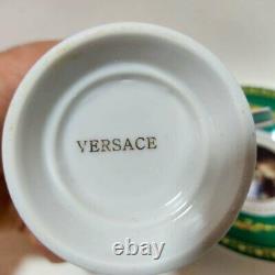 Versace Tea Coffee Cups Saucers Green Luxury Set of 6 Pcs WITH Box Decor Gift