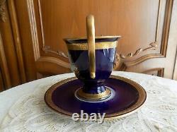 Very Rare Antique Hutscenreuther Selb Cobalt with gold tea cup and saucer