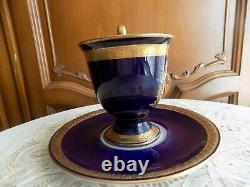 Very Rare Antique Hutscenreuther Selb Cobalt with gold tea cup and saucer