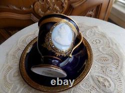 Very Rare Antique Hutscenreuther Selb Cobalt with gold tea cup and saucer