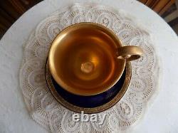 Very Rare Antique Hutscenreuther Selb Cobalt with gold tea cup and saucer